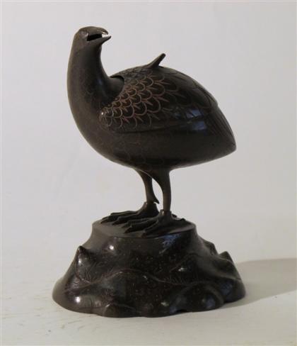 Appraisal: Chinese bronze quail form censer Qing dynasty