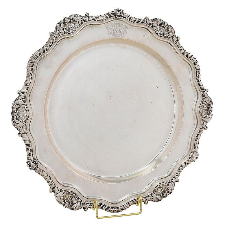 Appraisal: Paul Storr English Silver Salver London shallow salver with gadroon