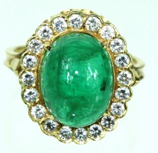 Appraisal: A Lady's Karat Diamond Cabochon Emerald Ring A Lady's Karat