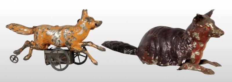 Appraisal: Lot of Tin Hand-Painted Fox Wind-Up Toys Description German Working