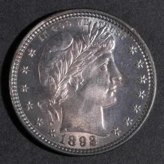 Appraisal: Two United States Barber type silver quarter dollars MS- and