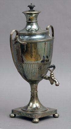 Appraisal: George III-Style Silverplate Hot-Water Urn x in handle to handle