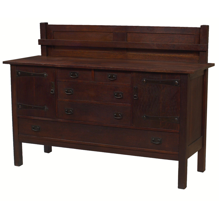 Appraisal: L JG Stickley sideboard large form with a series of