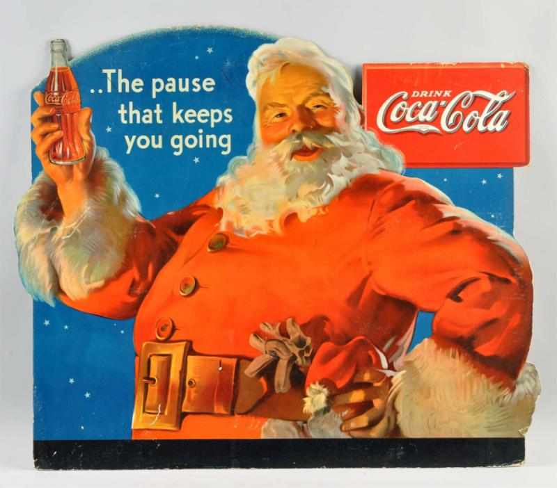 Appraisal: Early Cardboard Coca-Cola Santa Cutout Sign s Great color and