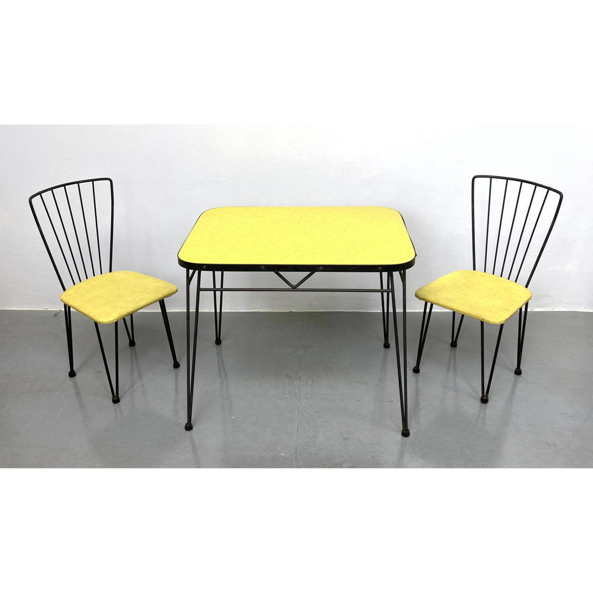 Appraisal: Adorable Bright Yellow Child's Modern Dining Set Boomerang design bright