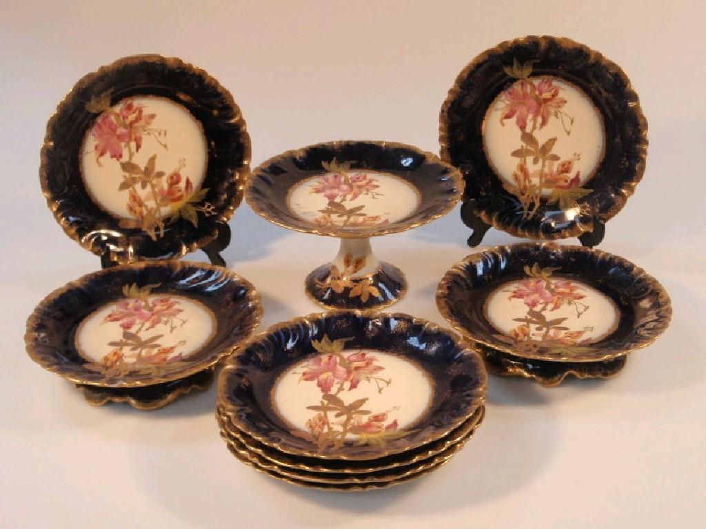 Appraisal: A thC Limoges porcelain dessert set comprising pedestal comport two