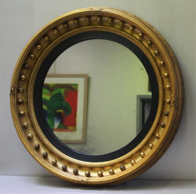 Appraisal: Large Antique Giltwood Bullseye Mirror From a White Plains estate