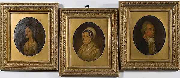 Appraisal: English Portraits Oil on Board English includes three portraits one