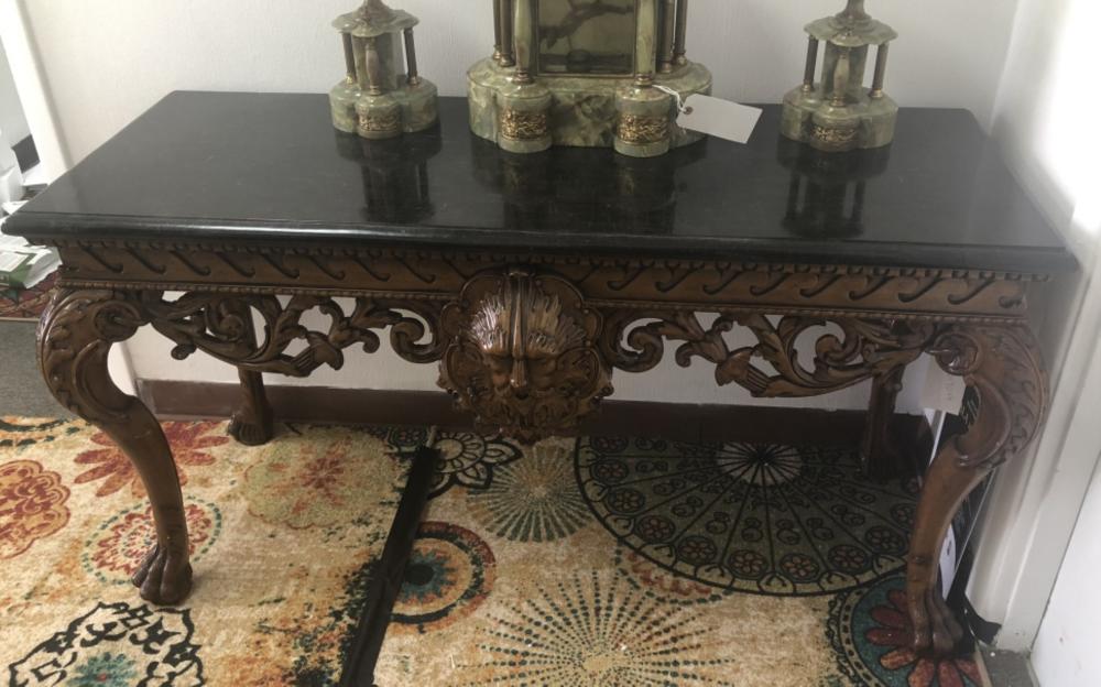 Appraisal: WILLIAM KENT STYLE MARBLE TOP TABLE ATTR BAKERAttributed to Baker