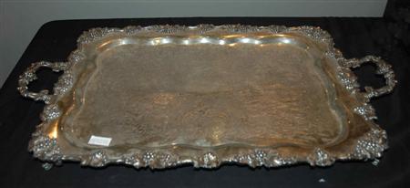 Appraisal: Silver Plated Two Handled Tea Tray Estimate -