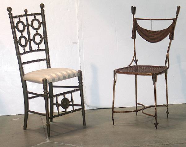 Appraisal: A grouping of chairs including a Neoclassical style t le