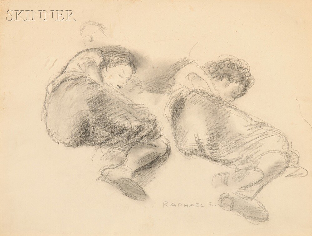 Appraisal: Raphael Soyer American - Two Figures Reclining Signed Raphael Soyer