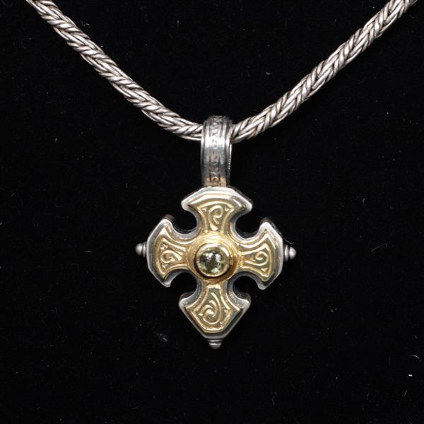 Appraisal: Konstantino Sterling Silver and Gold Cross Pendant on Chain with