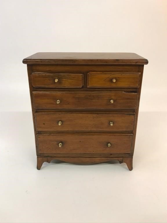 Appraisal: American miniature Hepplewhite pine chest of drawers circa h x