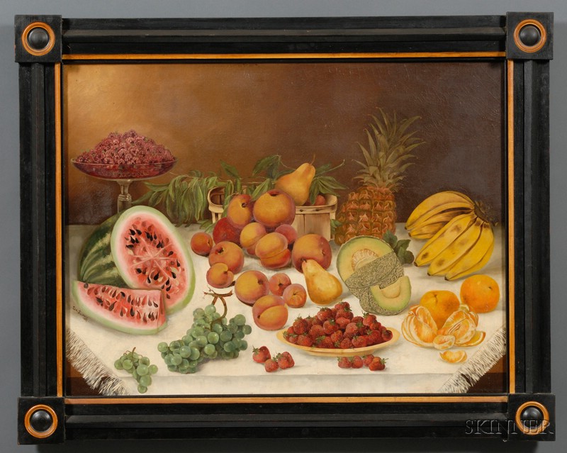 Appraisal: American School th Century Still Life of Fruit Signed and