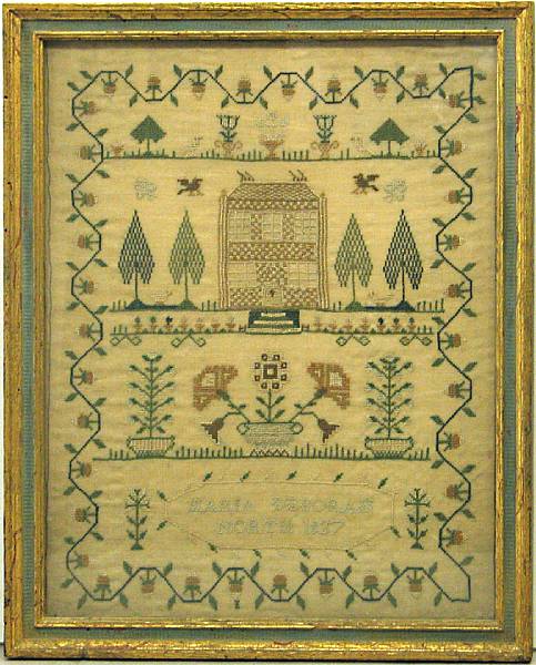 Appraisal: An English silk and linen needlework sampler Maria Deborah North