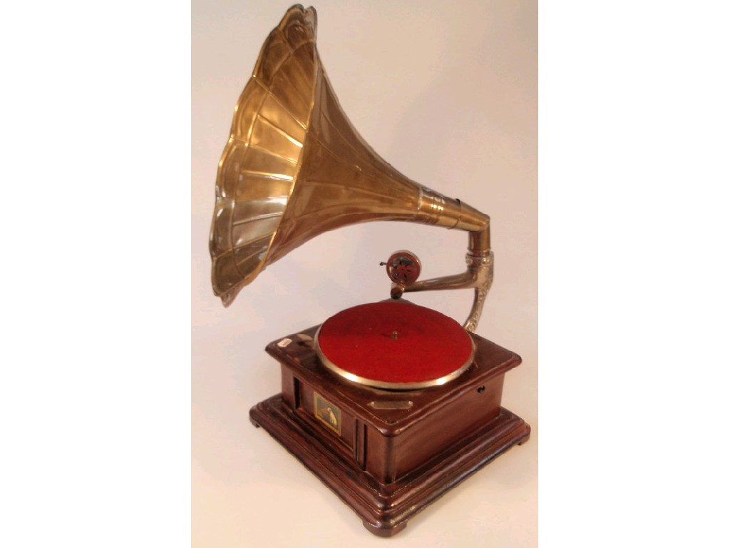 Appraisal: A HMV table gramophone with replacement brass horn