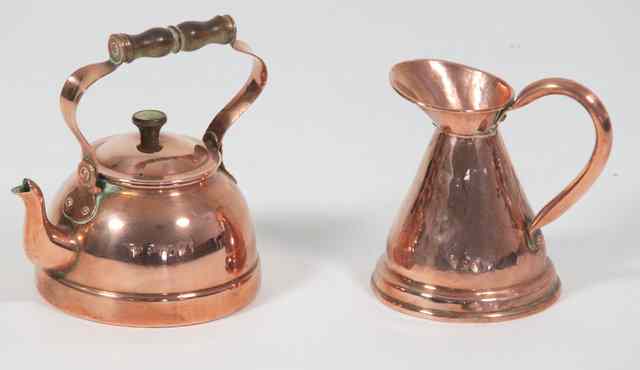 Appraisal: A small copper West Country measure and a copper kettle