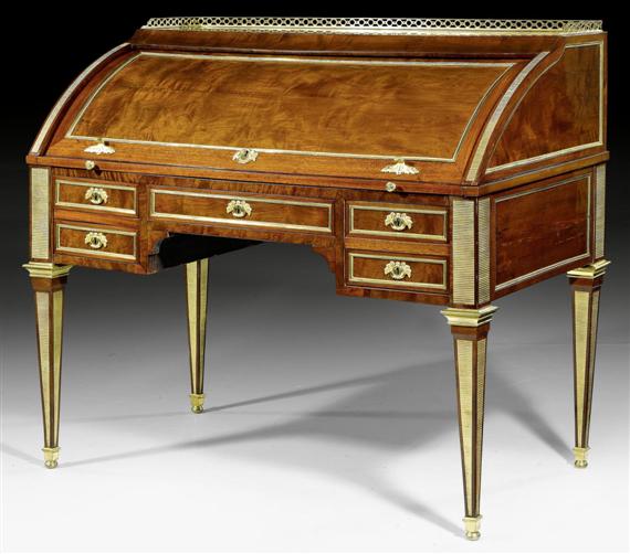 Appraisal: CYLINDER DESK Louis XVI stamped A WEISWEILER Adam Weisweiler maitre