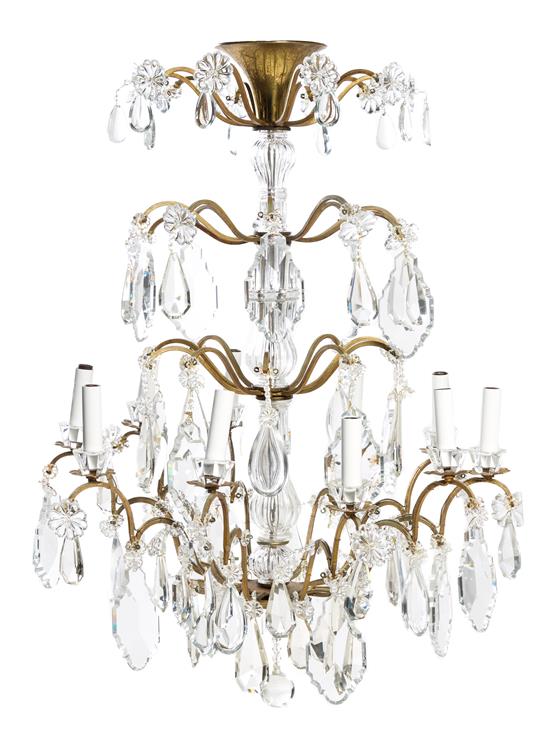 Appraisal: Sale Lot A French Brass and Glass Ten-Light Chandelier with