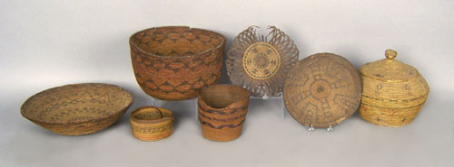 Appraisal: Seven Native American basketry items late th early th c