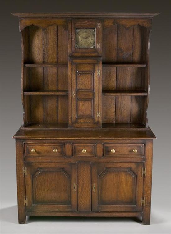 Appraisal: WELSH DRESSER WITH CLOCK British Isles nd half- th century