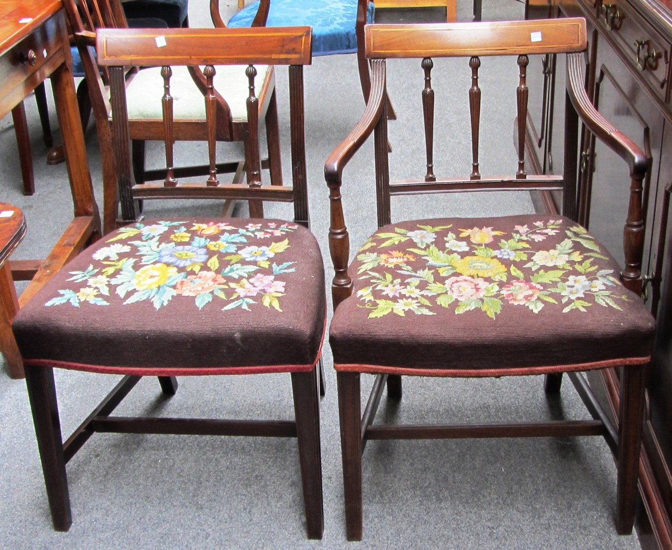 Appraisal: A set of six George III mahogany dining chairs with