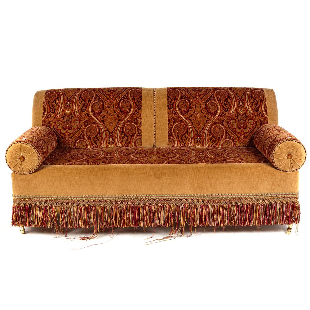 Appraisal: Rist Furniture Custom Upholstered Sofa Covered in a custom two-color