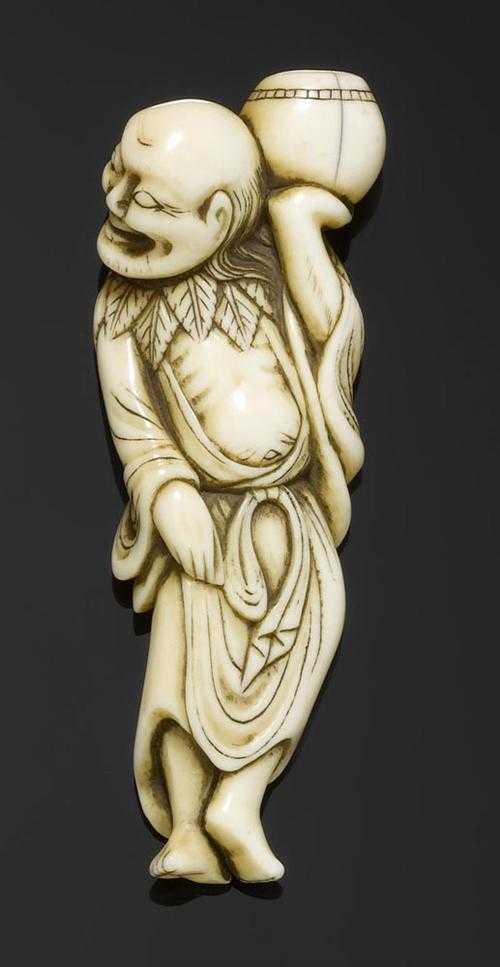 Appraisal: NETSUKE OF A SENNIN Japan th century H cm Ivory