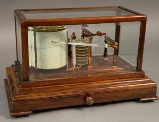 Appraisal: Antique English carved mahogany barograph made by Negretti and zambra