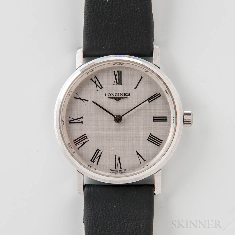 Appraisal: Longines Stainless Steel Linen Dial Manual-wind Wristwatch Longines Stainless Steel