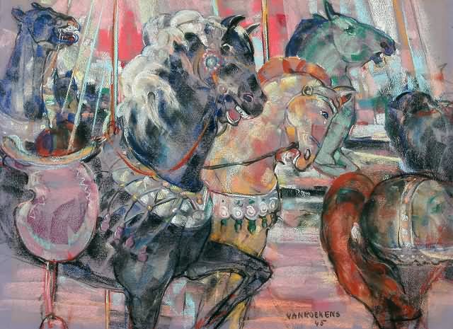 Appraisal: Merry-Go-Round pastel x SLR Van Roekens ' Artist American -