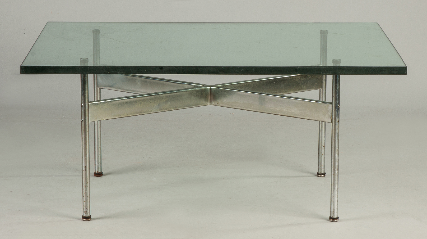 Appraisal: Chrome Plate Glass Coffee Table Mid- th cent