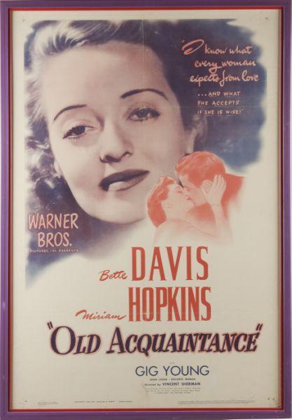 Appraisal: Old Acquaintance Warner Brothers Poster one sheet directed by Vincent