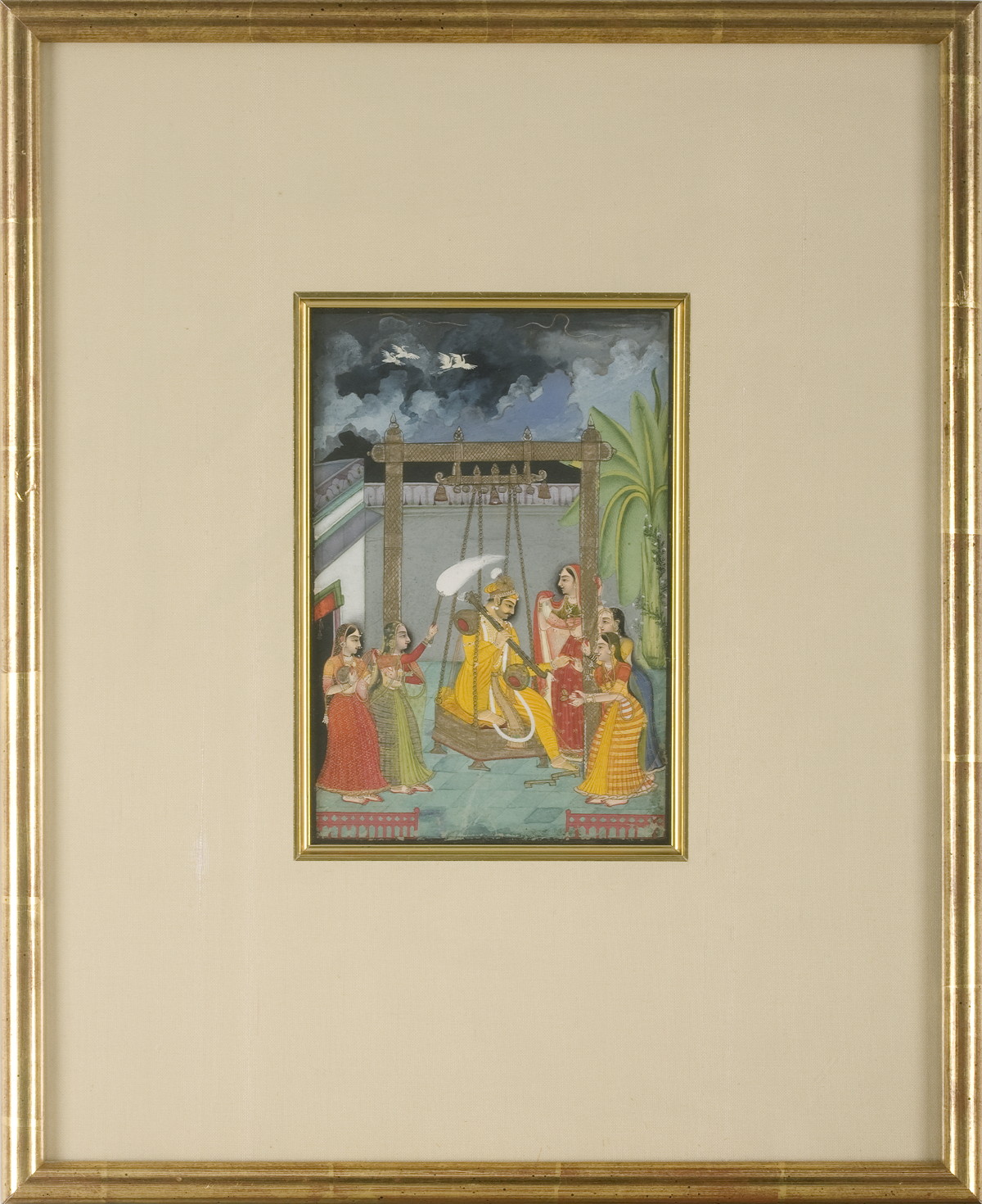 Appraisal: INDIAN MINIATURE RAGAMALA PAINTING OF A PRINCE IN YELLOW ROBES