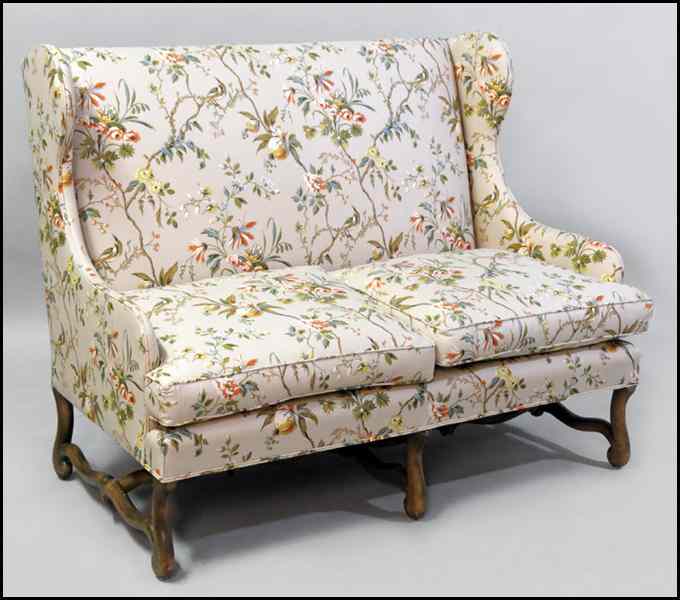 Appraisal: TROUVAILLES UPHOLSTERED SETTEE H '' W '' D '' Condition