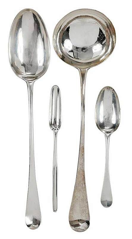 Appraisal: Four Pieces Ebenzer Coker English Silver Flatware London - large