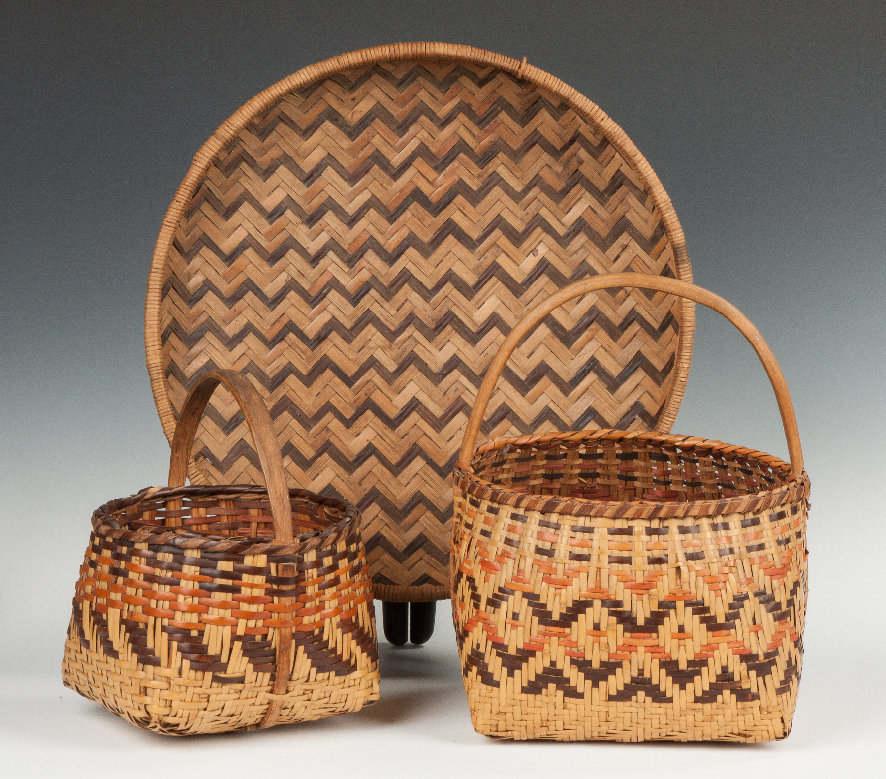 Appraisal: Group of Woven Native American Items baskets tray