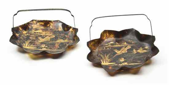 Appraisal: A Pair of Tortoise Shell Handled Dishes of scalloped form