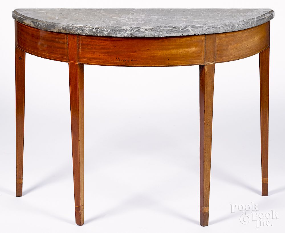 Appraisal: Federal mahogany marble top pier table Federal mahogany marble top