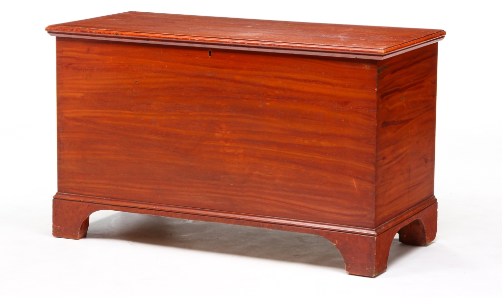 Appraisal: AMERICAN DECORATED BLANKET CHEST Mid th century pine with poplar