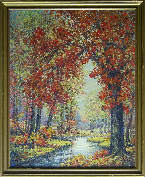 Appraisal: Oil on board landscape signed Wm Roberts x