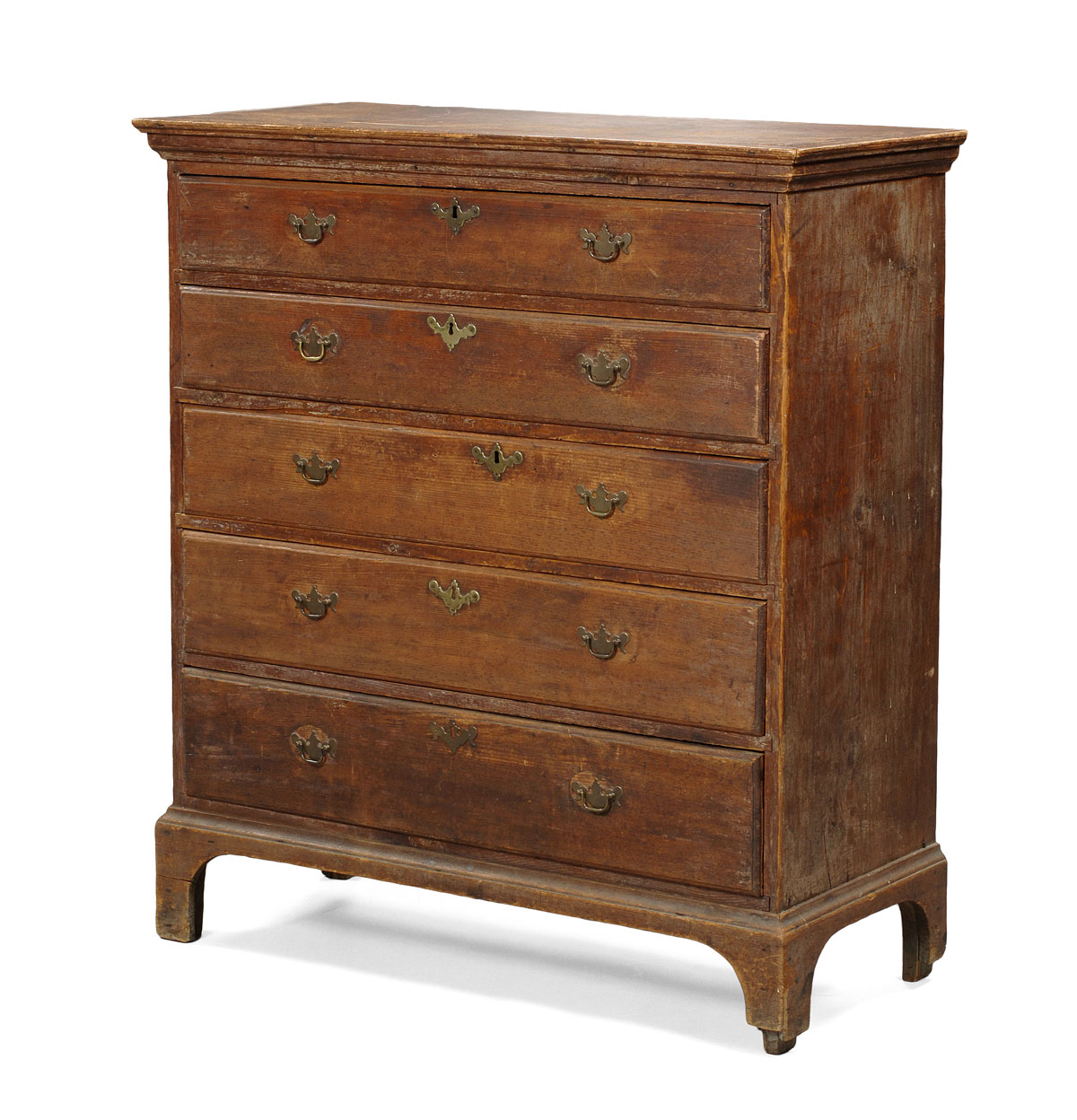 Appraisal: NEW ENGLAND COUNTRY QUEEN ANNE PINE TALL CHEST OF DRAWERS