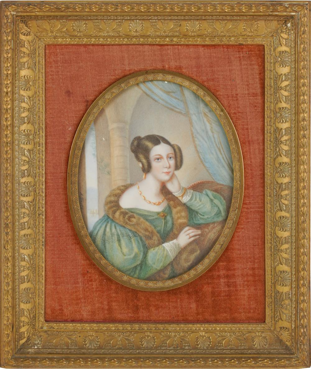 Appraisal: PORTRAIT MINIATURE OF A LADYunsigned in a metal easel frame