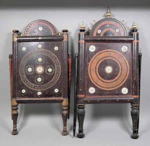 Appraisal: A pair of th Century Indian ebonised and lacquered rectangular