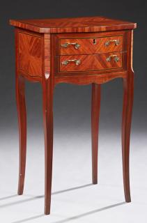 Appraisal: French Inlaid Mahogany Bowfront Nightstand early th c the lifting