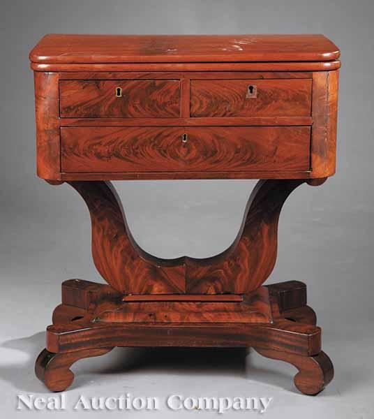 Appraisal: An American Late Classical Mahogany Work Table c - having