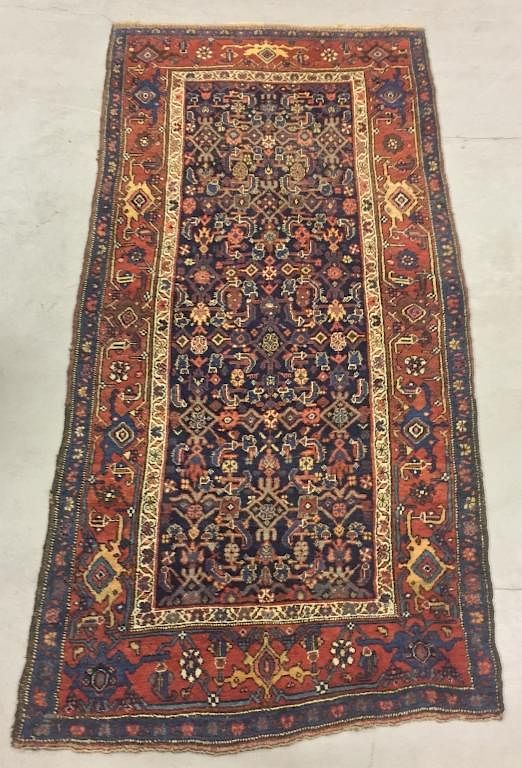 Appraisal: Bijar Hall Runner with Blue Field Bijar hall runner with