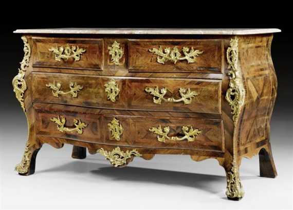 Appraisal: COMMODE EN TOMBEAU Louis XV stamped ANC MONTBELIARD Abraham Nicolas