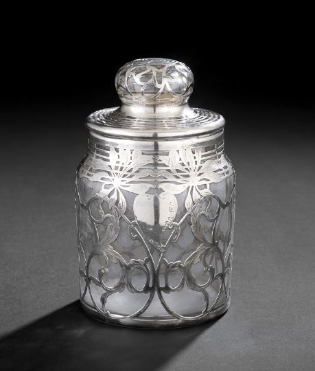 Appraisal: American Silver Deposit Glass Lidded Jar first quarter th century